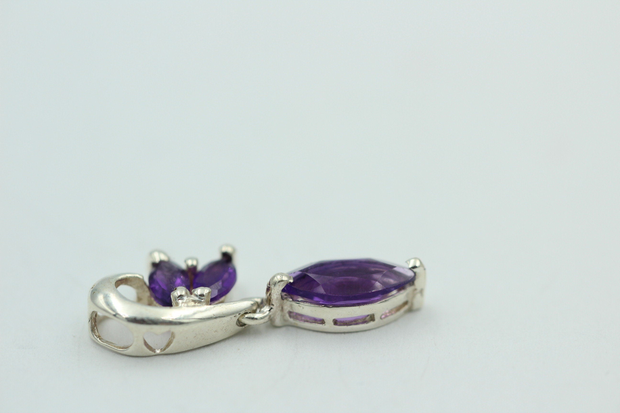Edler 1,3 Carat Amethyst Design Anhänger 925 Silber Collier Kette Top