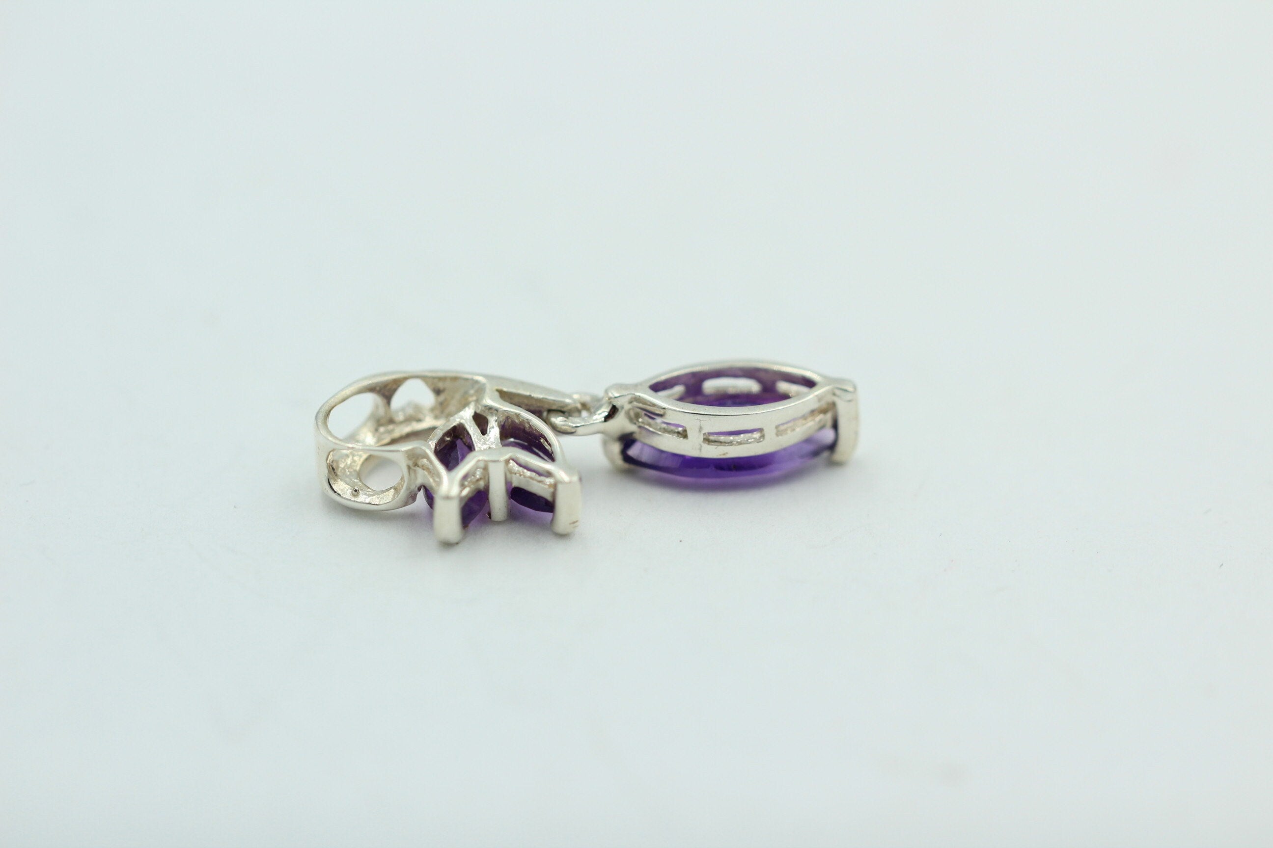 Edler 1,3 Carat Amethyst Design Anhänger 925 Silber Collier Kette Top