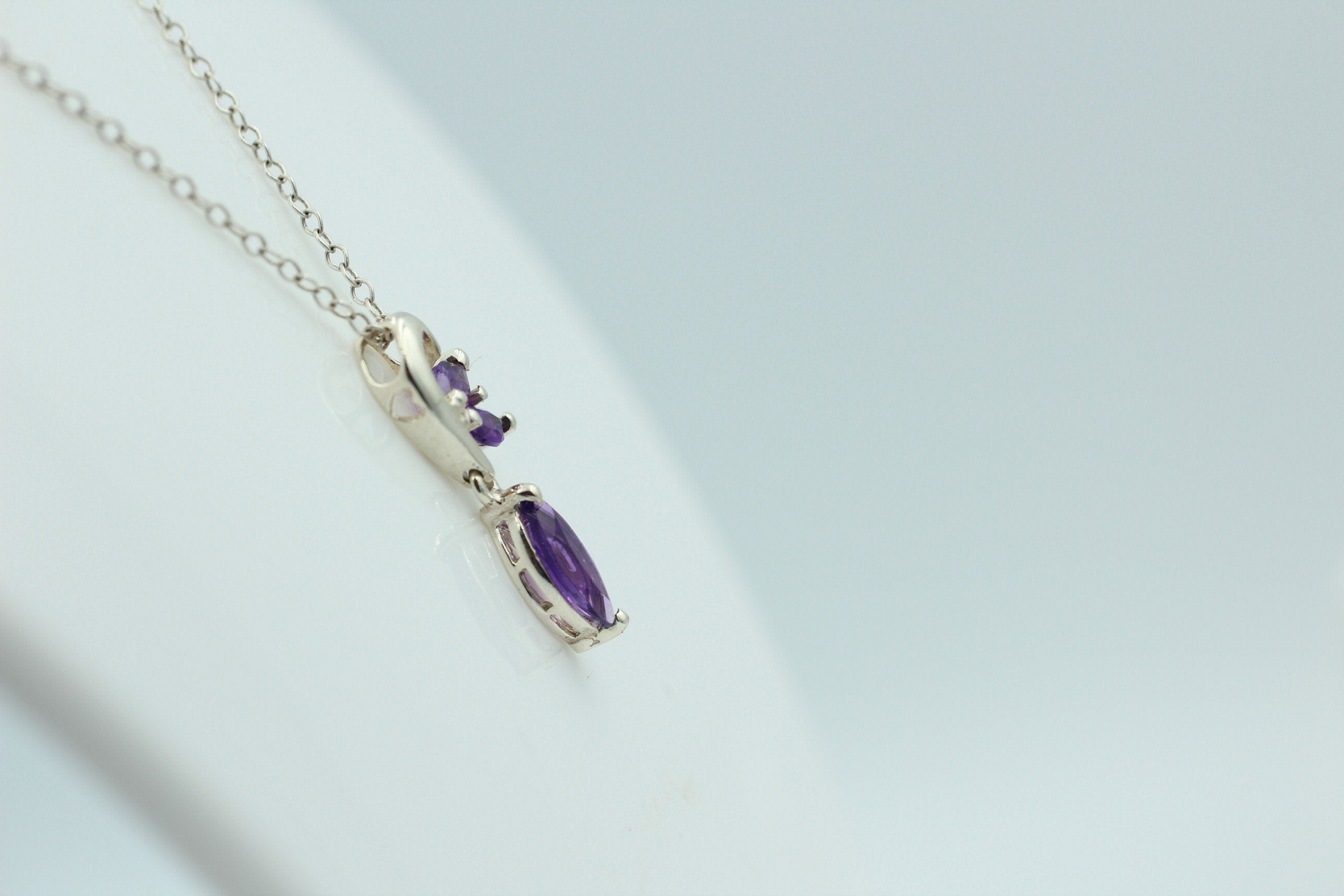 Edler 1,3 Carat Amethyst Design Anhänger 925 Silber Collier Kette Top