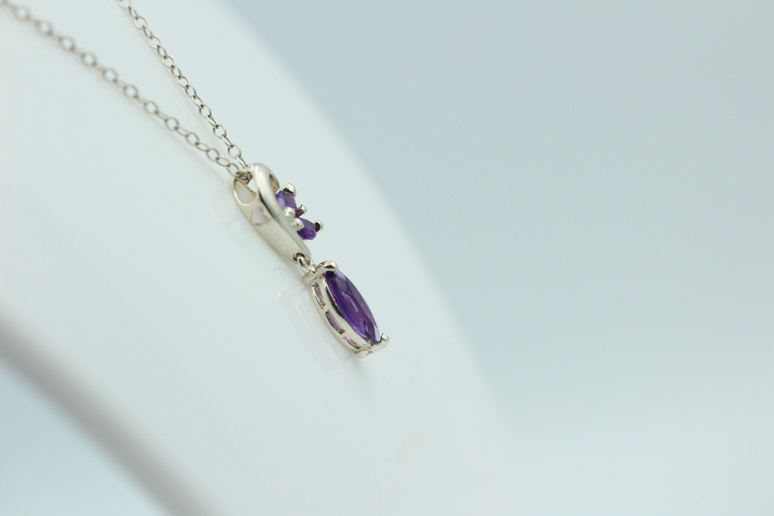 Edler 1,3 Carat Amethyst Design Anhänger 925 Silber Collier Kette Top