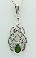 0,34 Carat Chromdiopsid Anhänger 925 Silber Keltisches Muster Collier Diopsid
