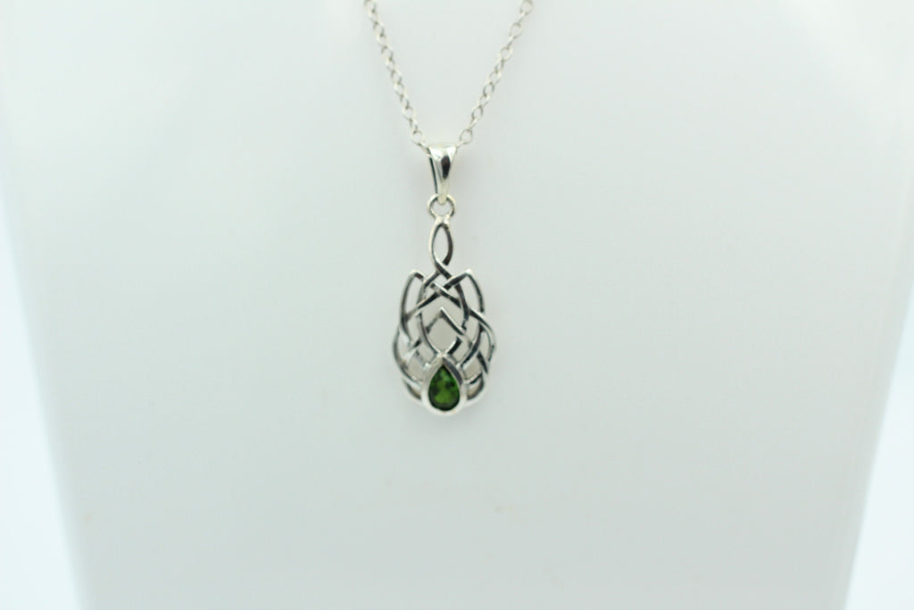 0,34 Carat Chromdiopsid Anhänger 925 Silber Keltisches Muster Collier Diopsid