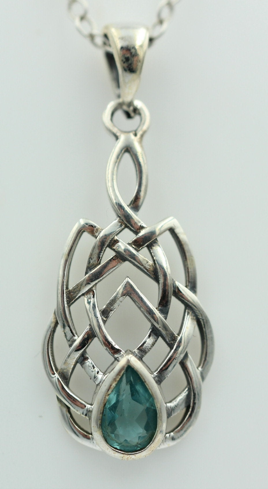 0,34 Carat Neon Apatit Anhänger 925 Sterling Silber Collier Kette Apatitanhänger