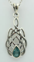 0,34 Carat Neon Apatit Anhänger 925 Sterling Silber Collier Kette Apatitanhänger