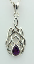 0,41 Carat Amethyst Anhänger 925 Silber Keltisches Muster Amethystschmuck