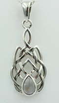 0,4 Carat Mondlichttopas Anhänger 925 Silber Keltisches Muster Collier