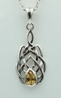 0,41 Carat Citrin Anhänger 925 Silber Keltisches Muster Collier