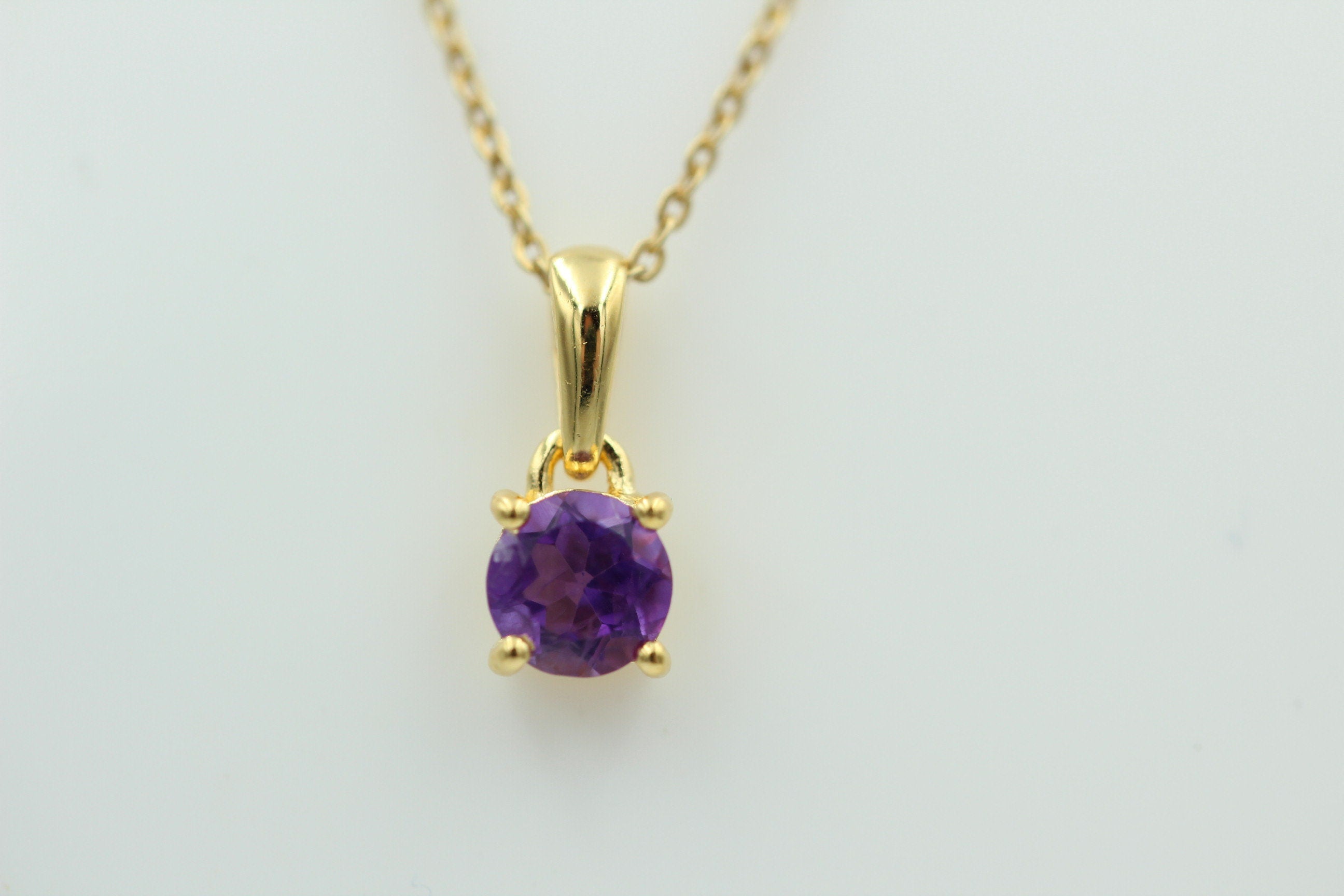 0,36 Carat Amethyst Anhänger 925 Sterlingsilber vergoldet Collier Silber