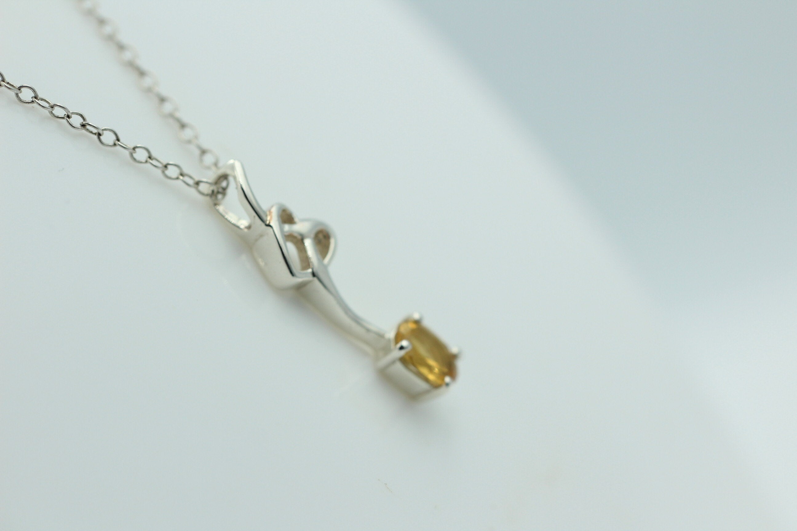 0,4 Carat Citrin Anhänger 925 Silber Collier Kette Citrinanhänger Top Edel