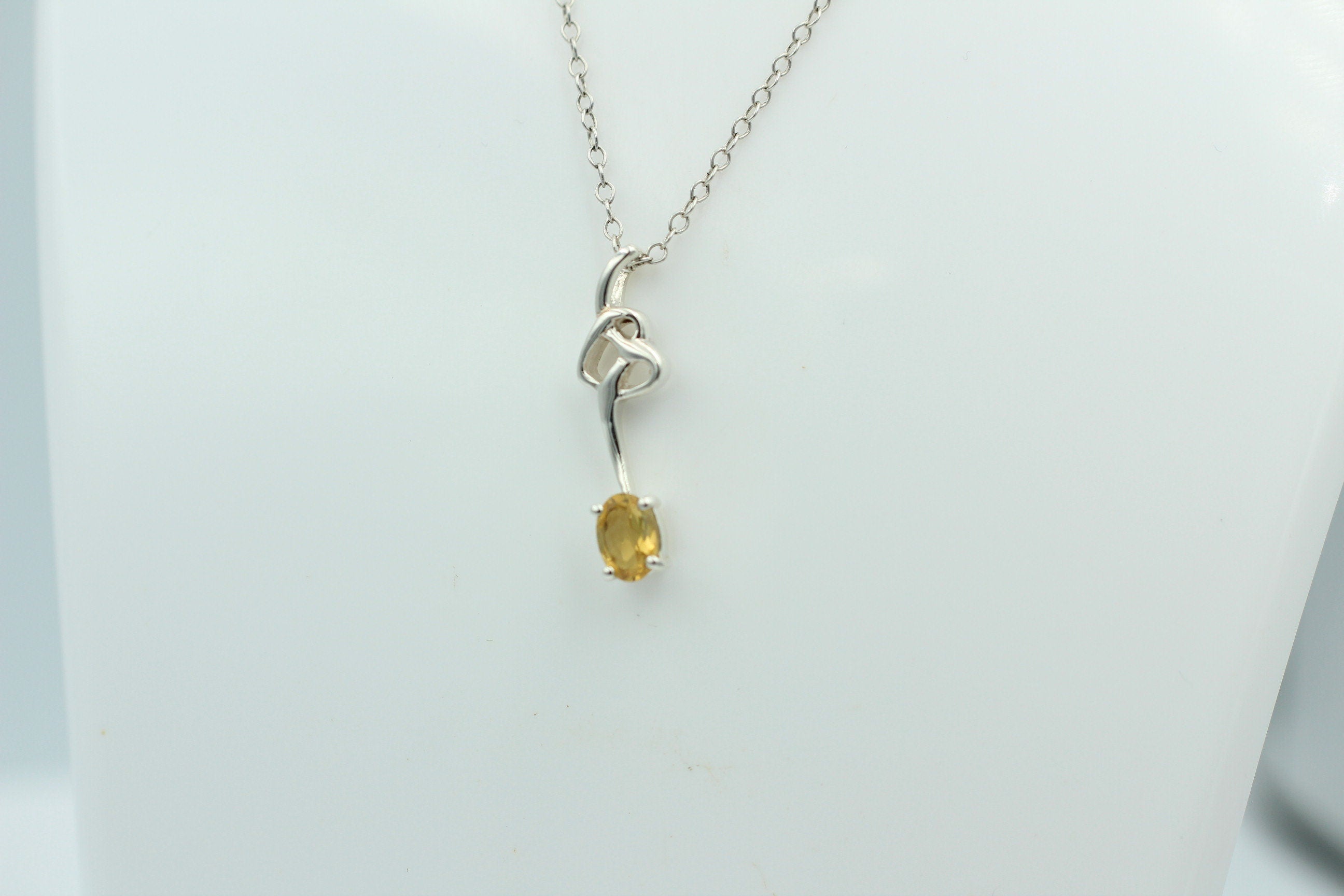 0,4 Carat Citrin Anhänger 925 Silber Collier Kette Citrinanhänger Top Edel