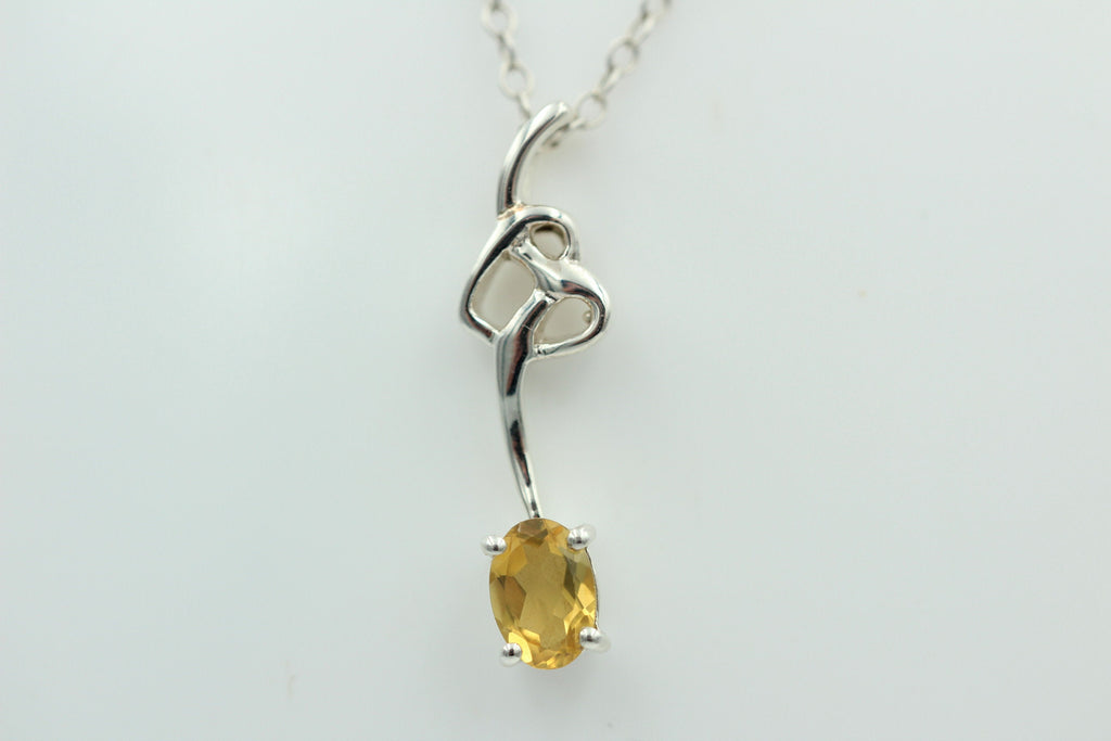 0,4 Carat Citrin Anhänger 925 Silber Collier Kette Citrinanhänger Top Edel