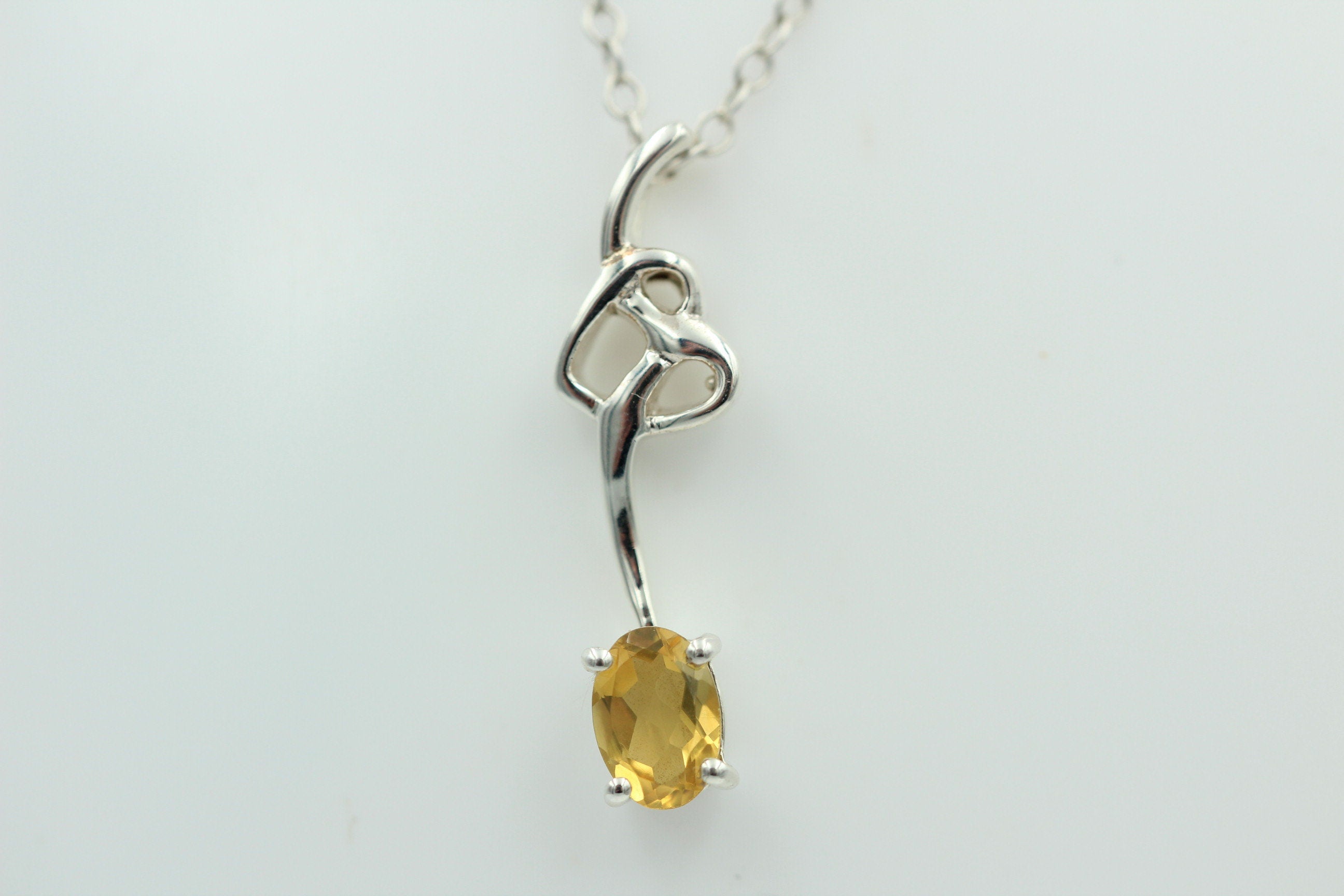 0,4 Carat Citrin Anhänger 925 Silber Collier Kette Citrinanhänger Top Edel