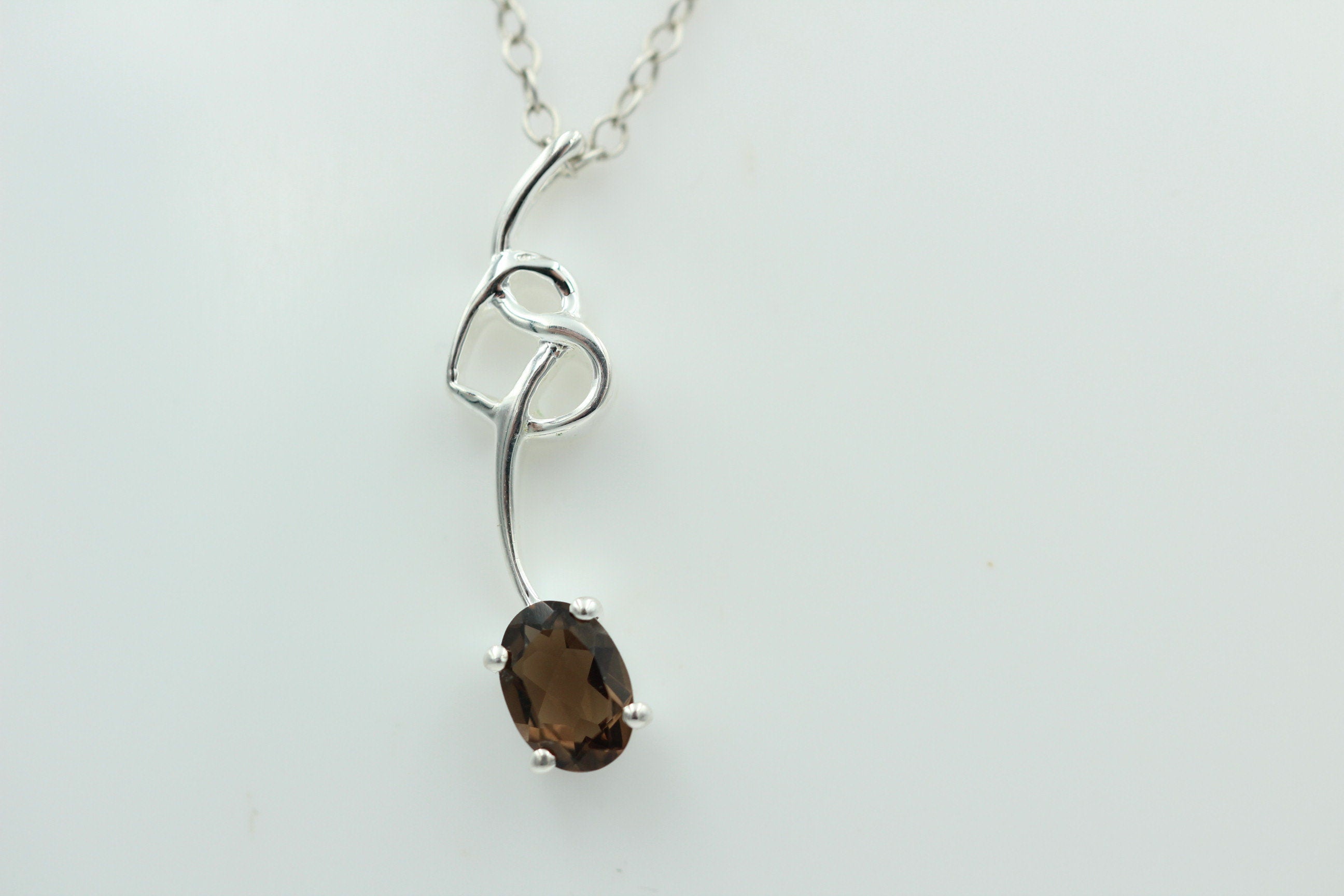 0,4 Carat Rauchquarz Anhänger 925 Silber Collier Kette Rauchtopasanhänger