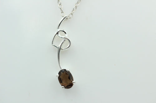 0,4 Carat Rauchquarz Anhänger 925 Silber Collier Kette Rauchtopasanhänger