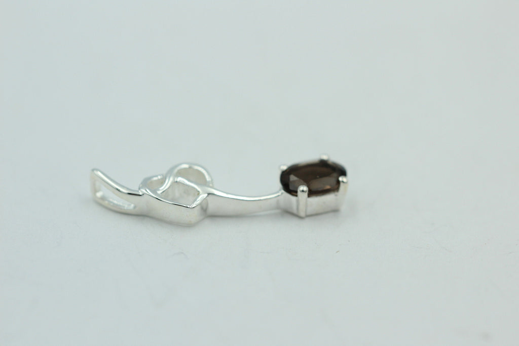 0,4 Carat Rauchquarz Anhänger 925 Silber Collier Kette Rauchtopasanhänger