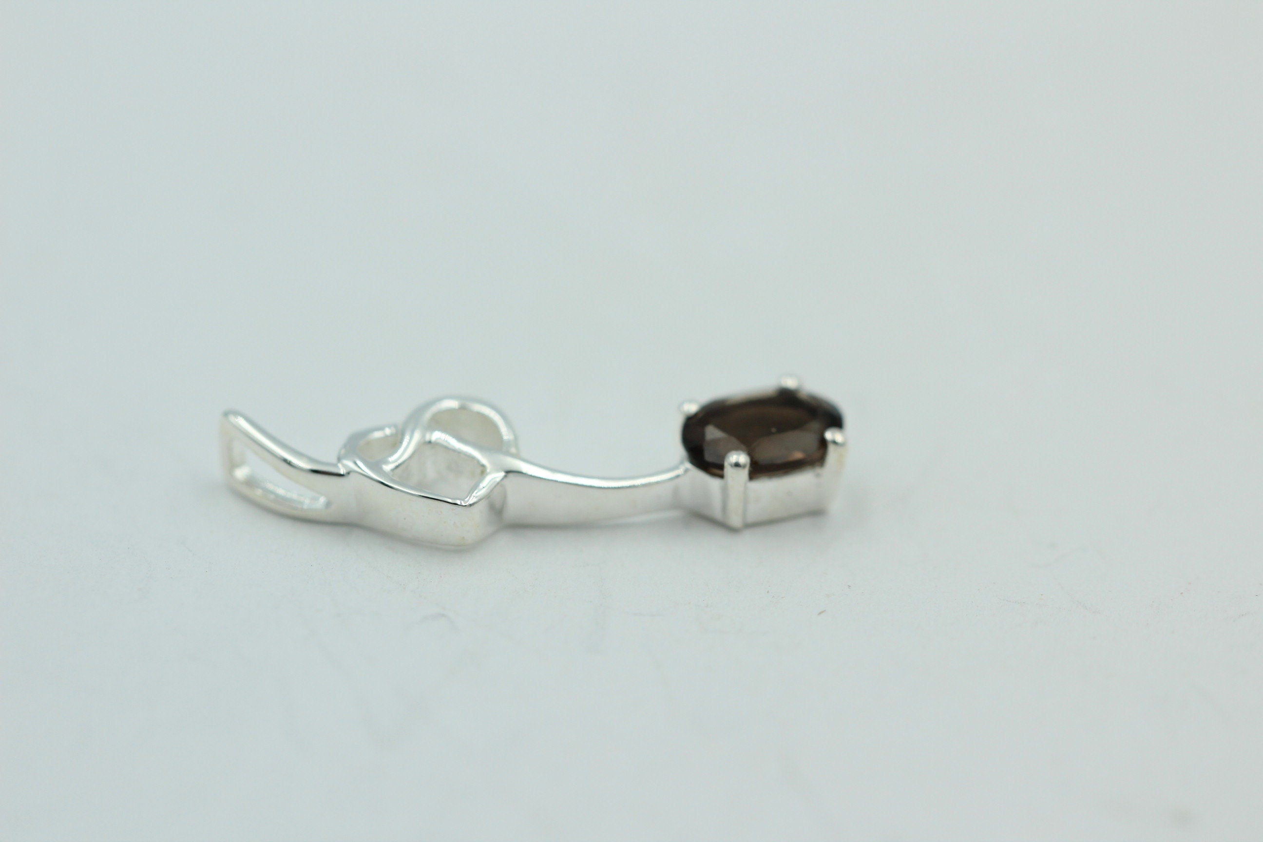 0,4 Carat Rauchquarz Anhänger 925 Silber Collier Kette Rauchtopasanhänger