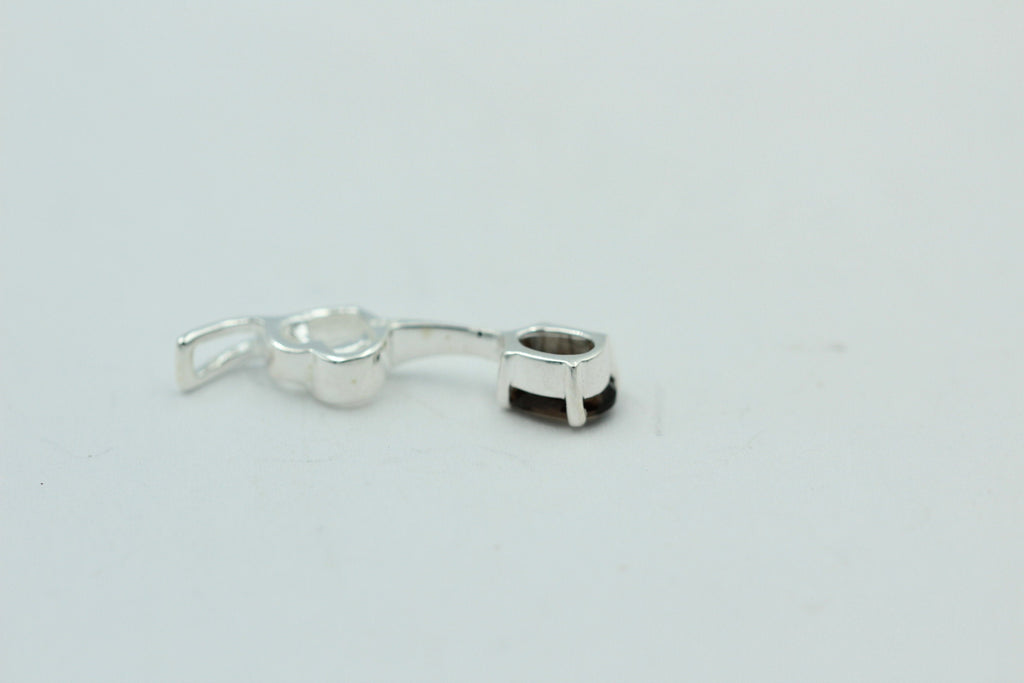 0,4 Carat Rauchquarz Anhänger 925 Silber Collier Kette Rauchtopasanhänger