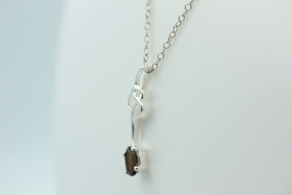 0,4 Carat Rauchquarz Anhänger 925 Silber Collier Kette Rauchtopasanhänger