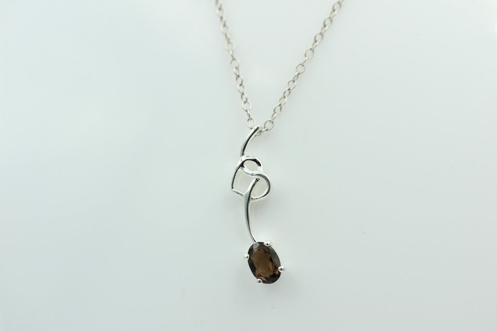 0,4 Carat Rauchquarz Anhänger 925 Silber Collier Kette Rauchtopasanhänger