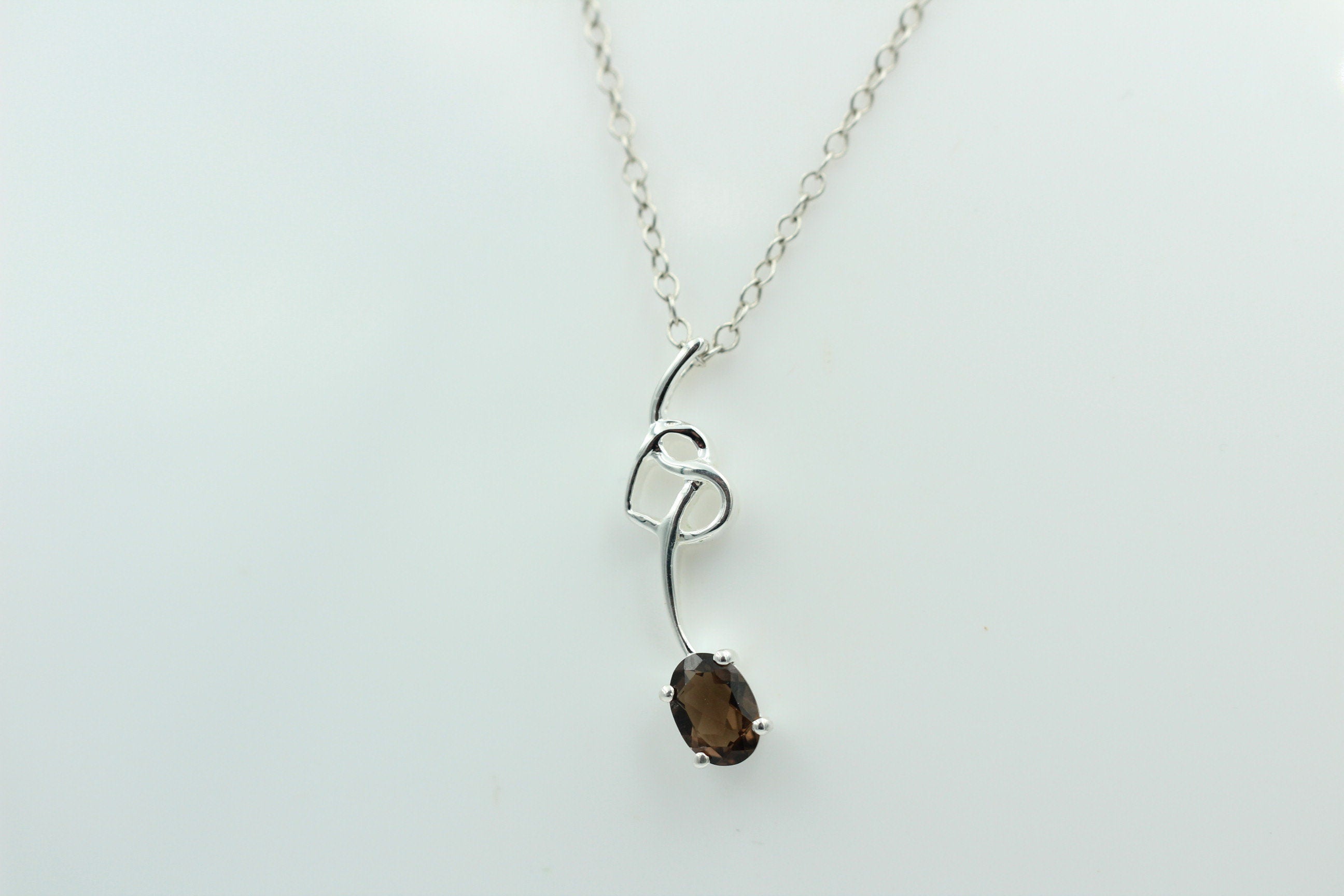 0,4 Carat Rauchquarz Anhänger 925 Silber Collier Kette Rauchtopasanhänger