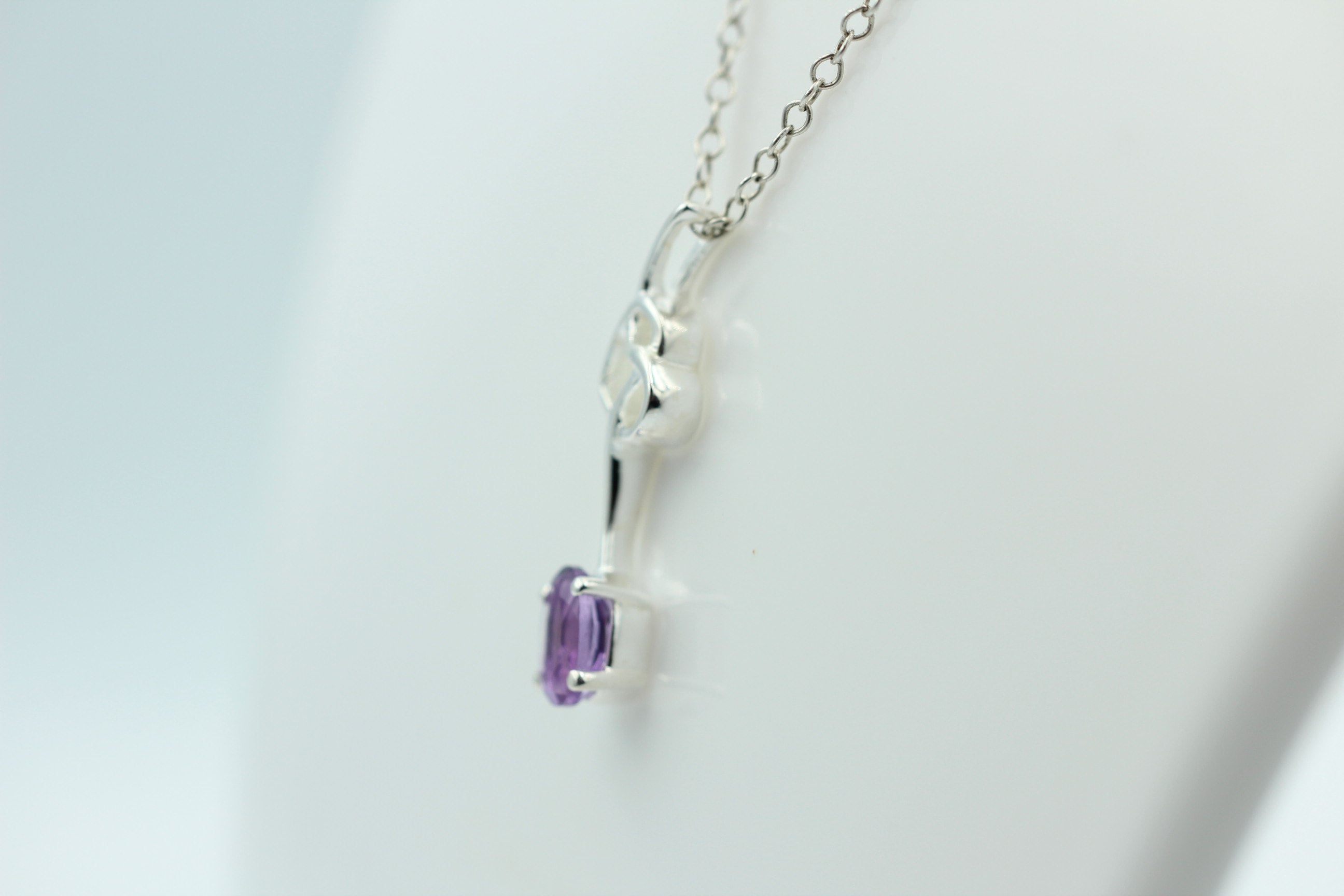 0,4 Carat Amethyst Anhänger 925 Silber Collier Kette Amethystanhänger Schmuck