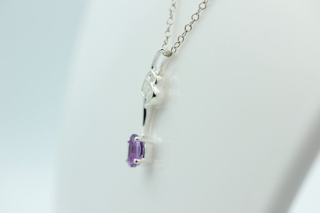 0,4 Carat Amethyst Anhänger 925 Silber Collier Kette Amethystanhänger Schmuck