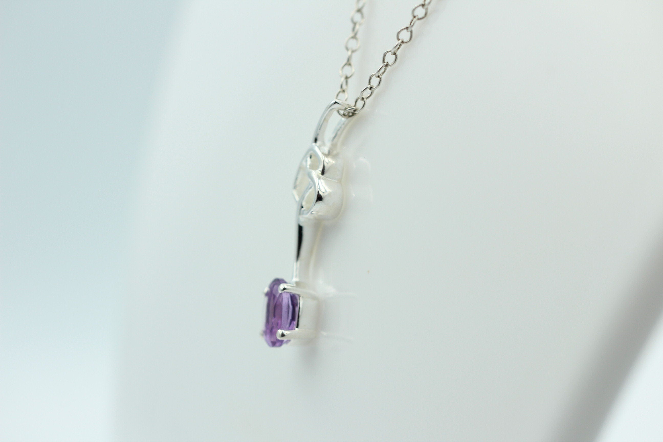 0,4 Carat Amethyst Anhänger 925 Silber Collier Kette Amethystanhänger Schmuck