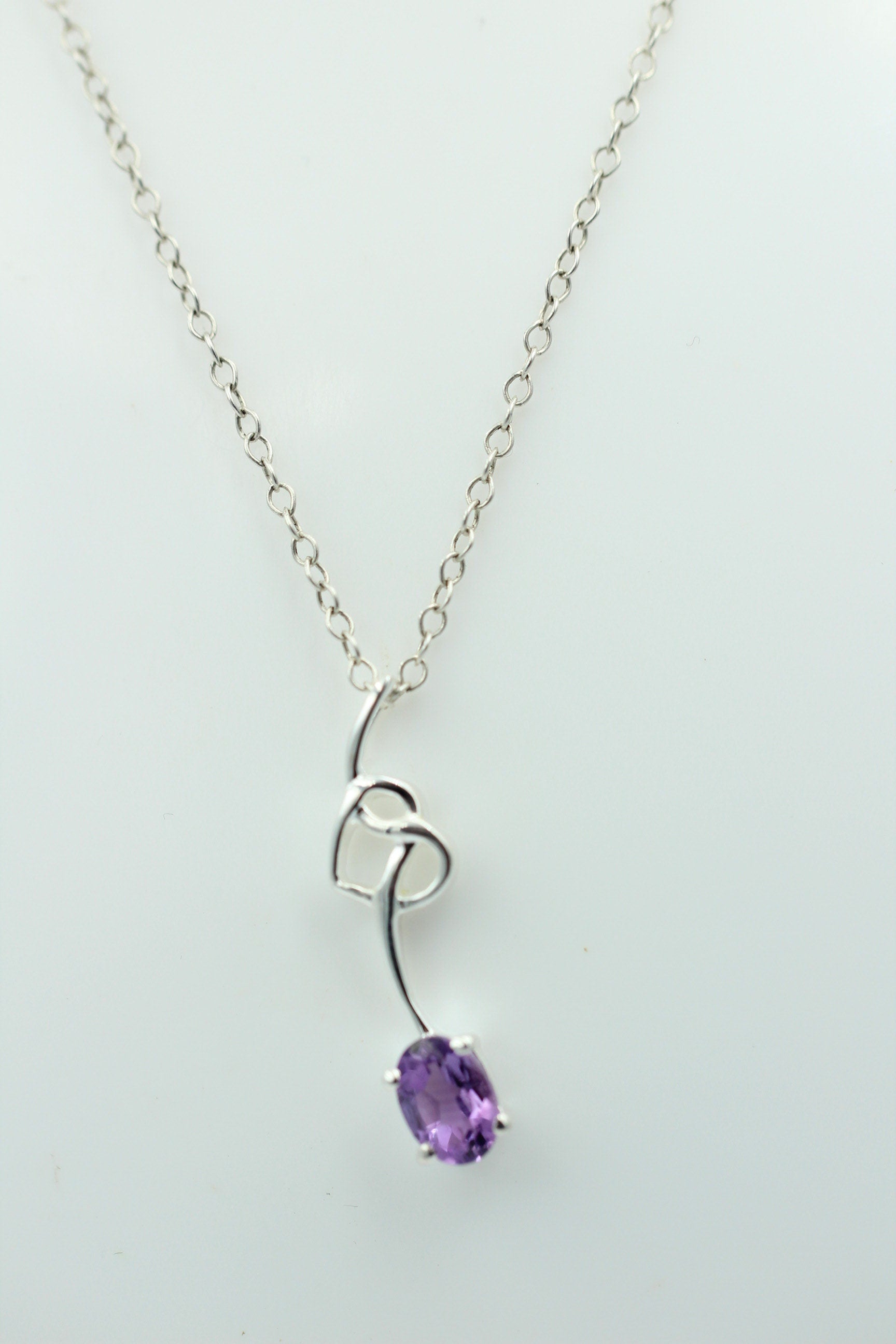 0,4 Carat Amethyst Anhänger 925 Silber Collier Kette Amethystanhänger Schmuck