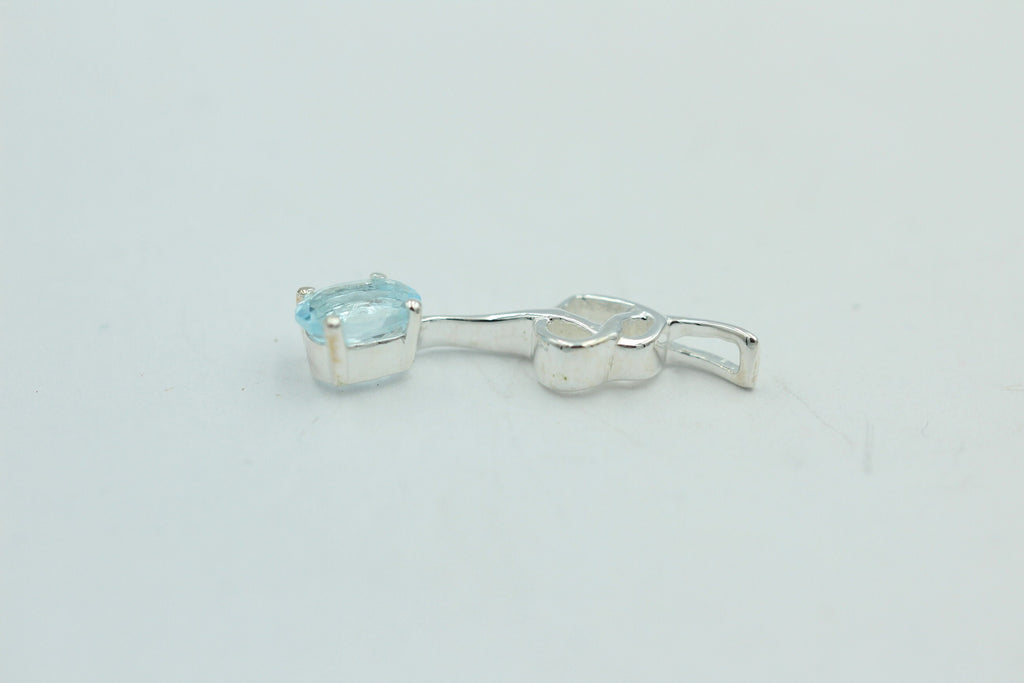 0,4 Carat Blautopas Anhänger 925 Silber Collier Kette Topasanhänger