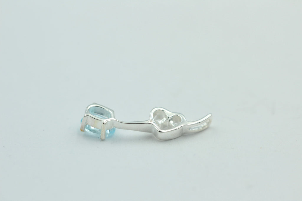 0,4 Carat Blautopas Anhänger 925 Silber Collier Kette Topasanhänger