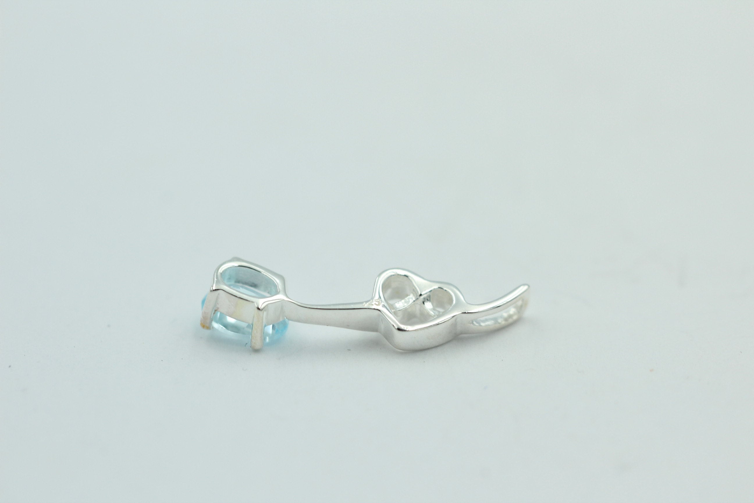 0,4 Carat Blautopas Anhänger 925 Silber Collier Kette Topasanhänger