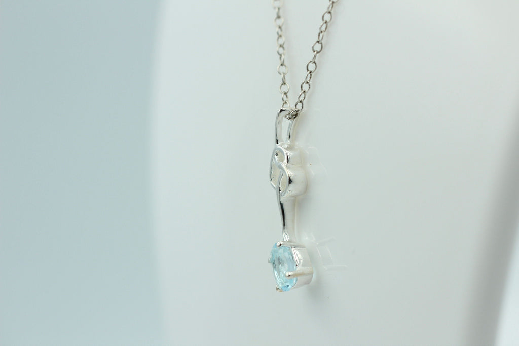 0,4 Carat Blautopas Anhänger 925 Silber Collier Kette Topasanhänger