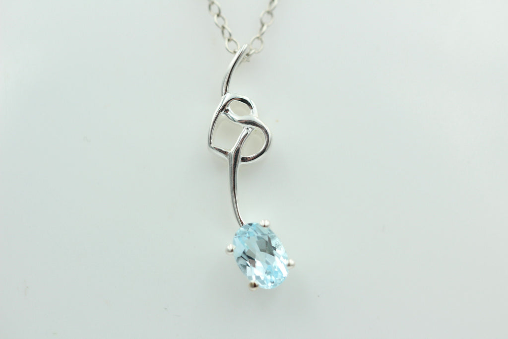 0,4 Carat Blautopas Anhänger 925 Silber Collier Kette Topasanhänger