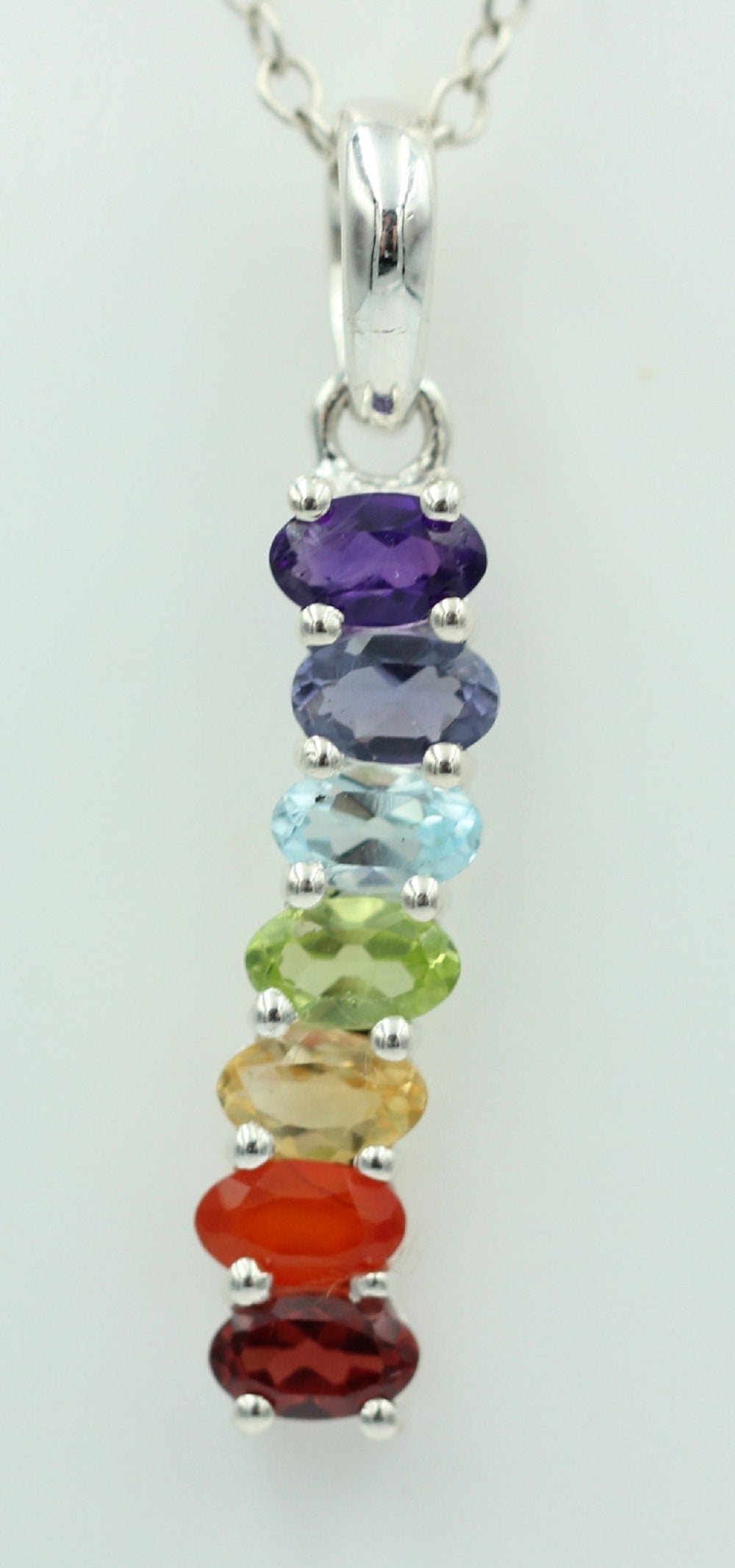 0,9 Carat Chakra Anhänger 925 Silber Collier Kette Chakraanhänger Top Edel