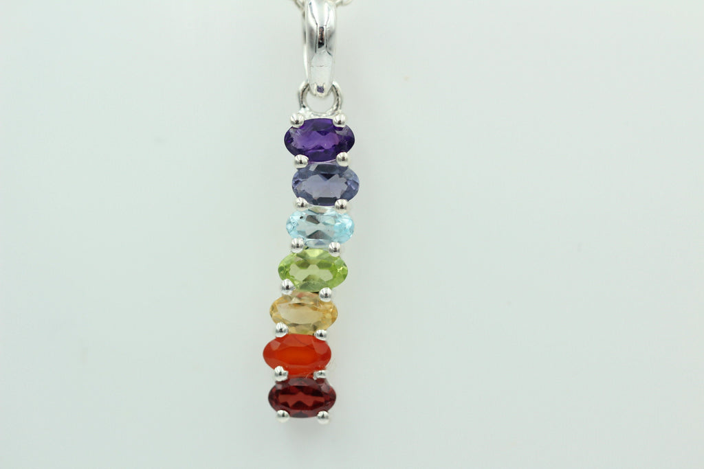 0,9 Carat Chakra Anhänger 925 Silber Collier Kette Chakraanhänger Top Edel