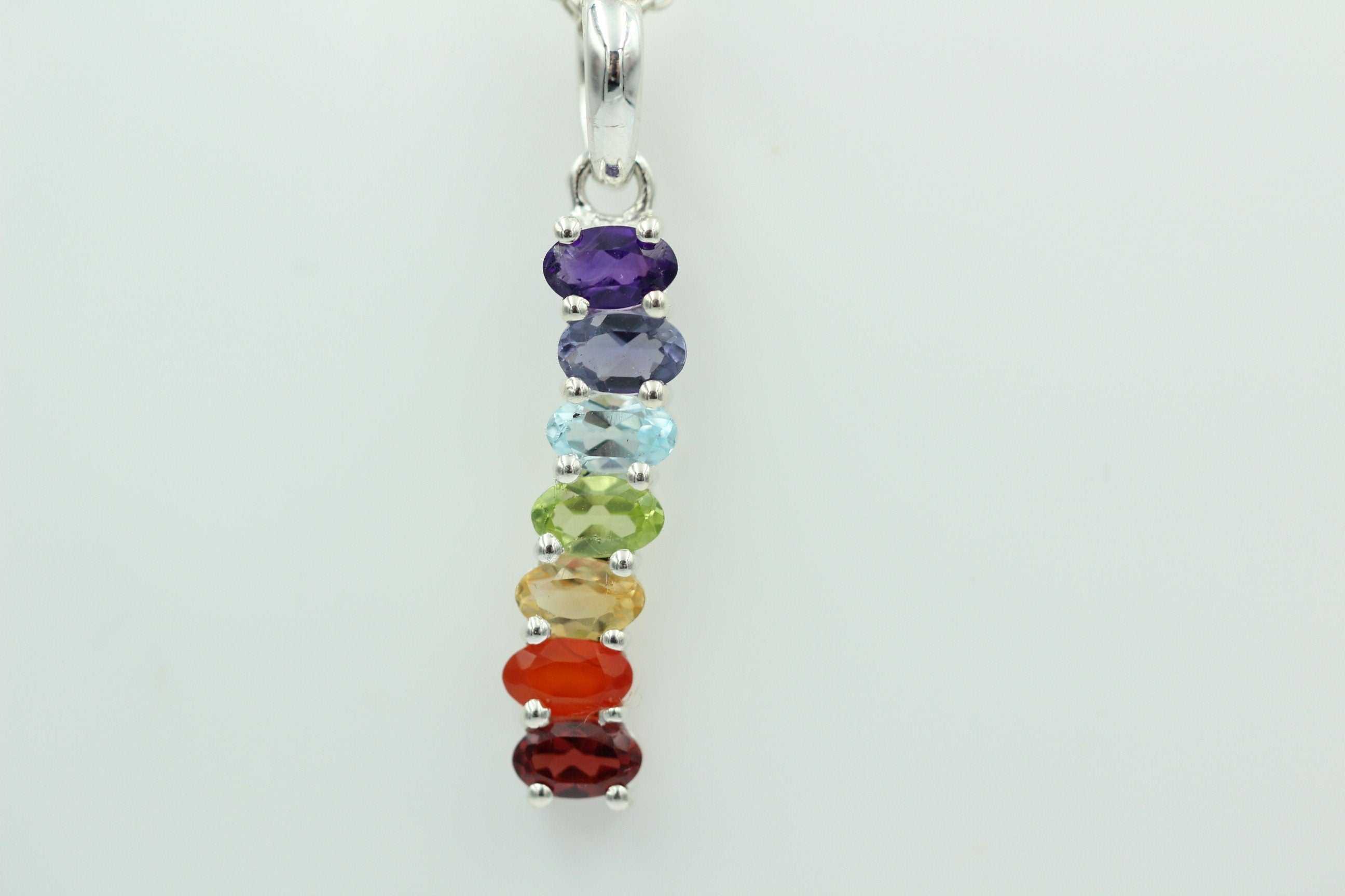 0,9 Carat Chakra Anhänger 925 Silber Collier Kette Chakraanhänger Top Edel