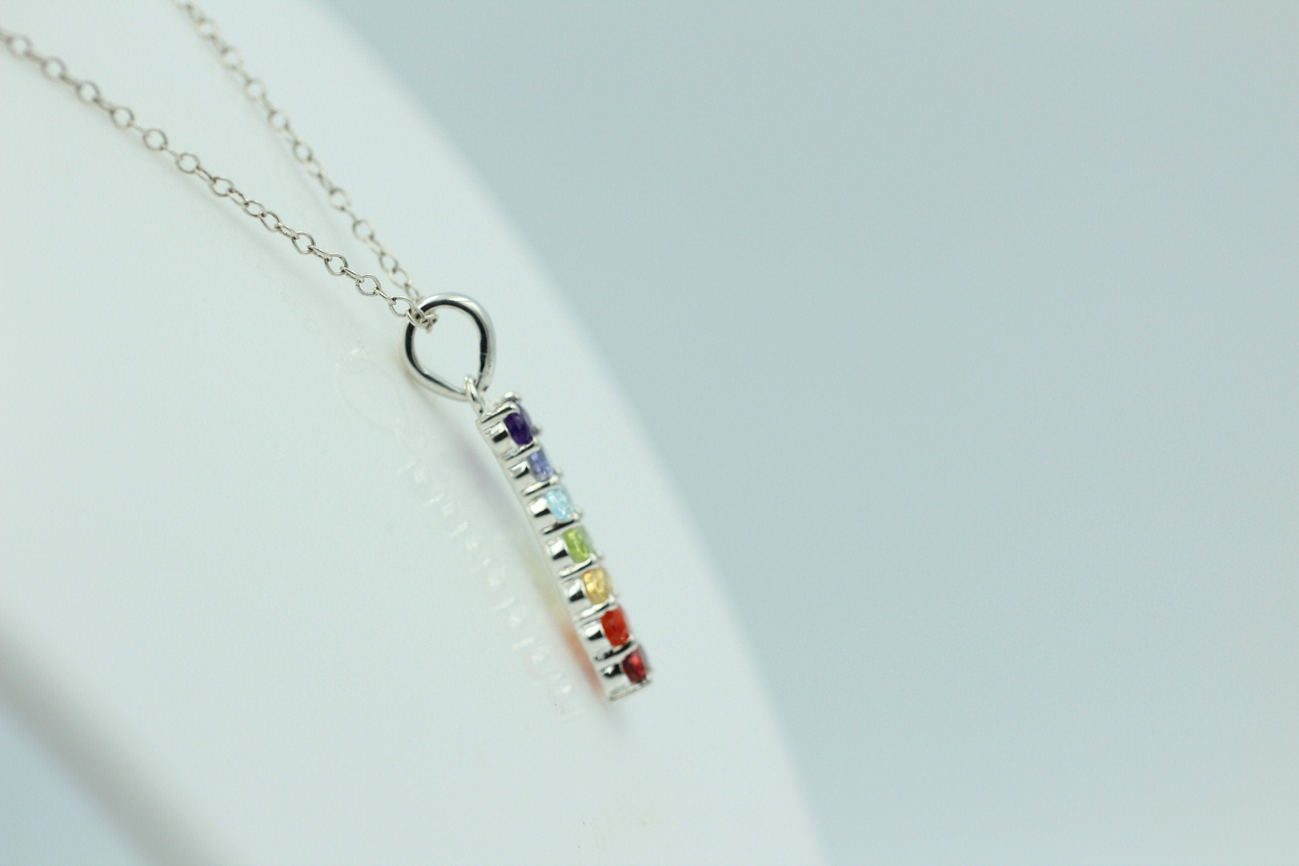 0,9 Carat Chakra Anhänger 925 Silber Collier Kette Chakraanhänger Top Edel
