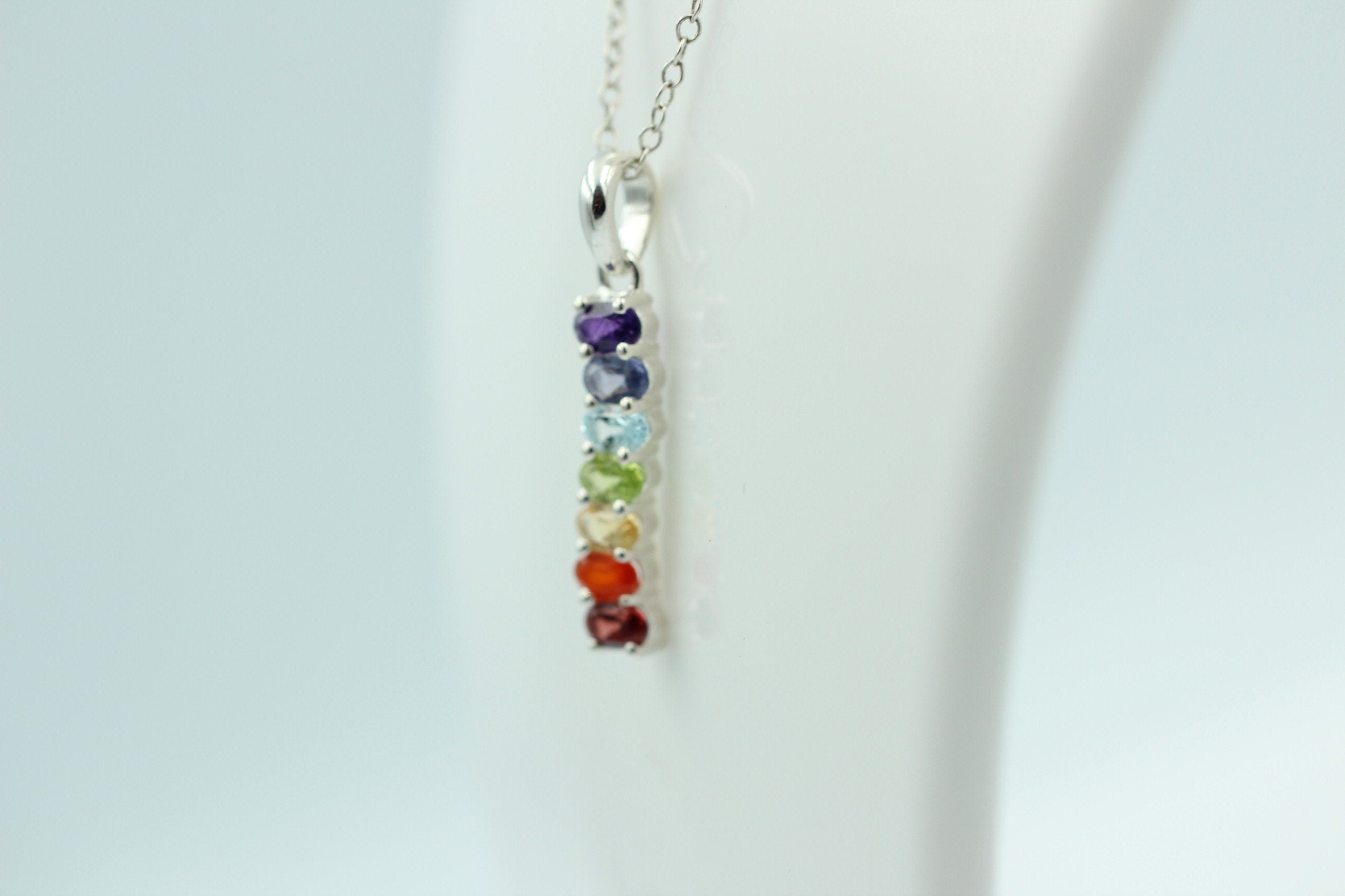 0,9 Carat Chakra Anhänger 925 Silber Collier Kette Chakraanhänger Top Edel