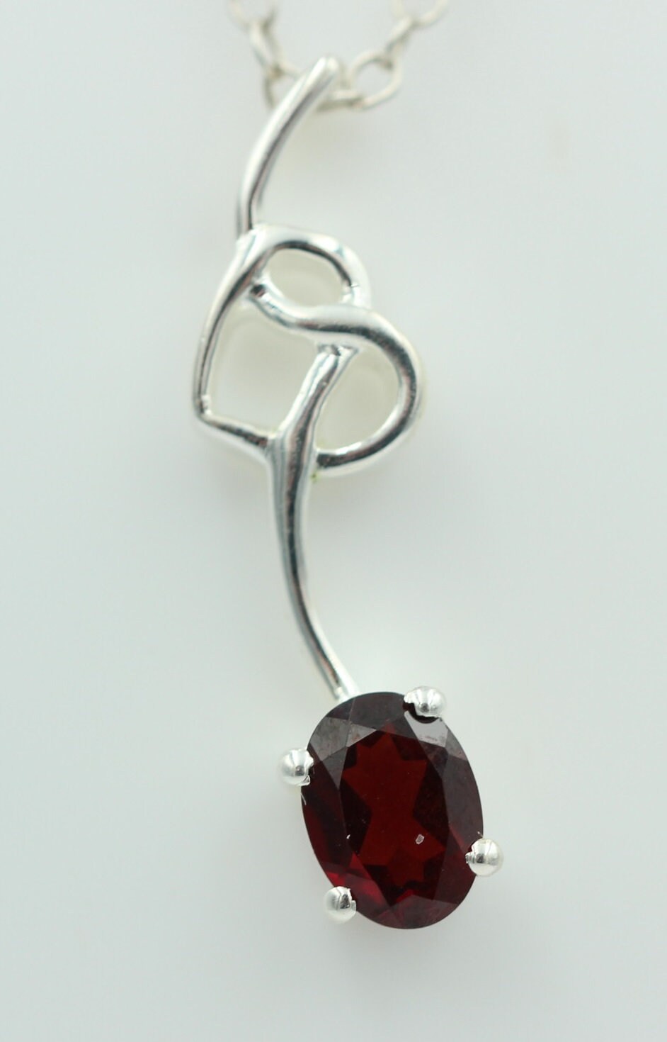 0,4 Carat Granat Anhänger 925 Silber Collier Kette Granatanhänger Granatschmuck