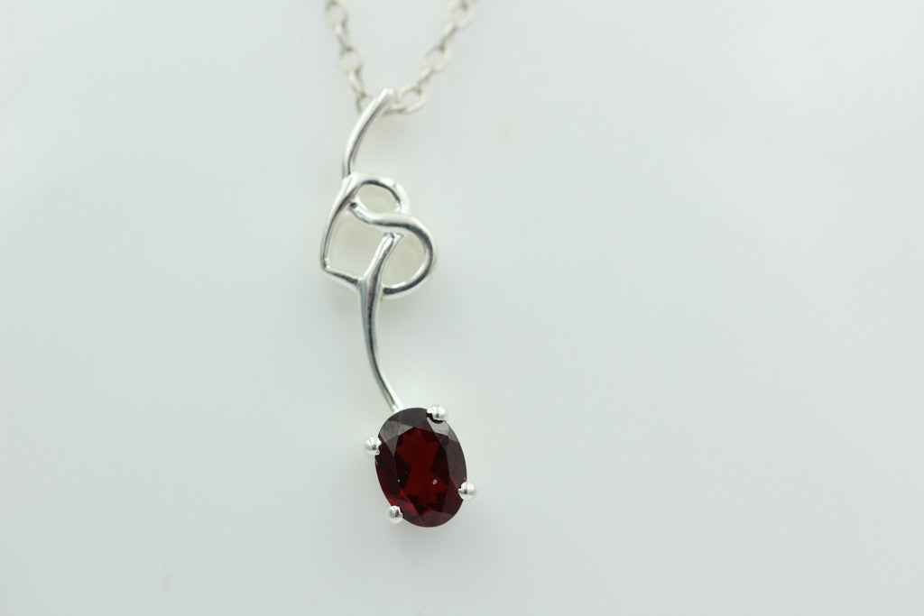 0,4 Carat Granat Anhänger 925 Silber Collier Kette Granatanhänger Granatschmuck