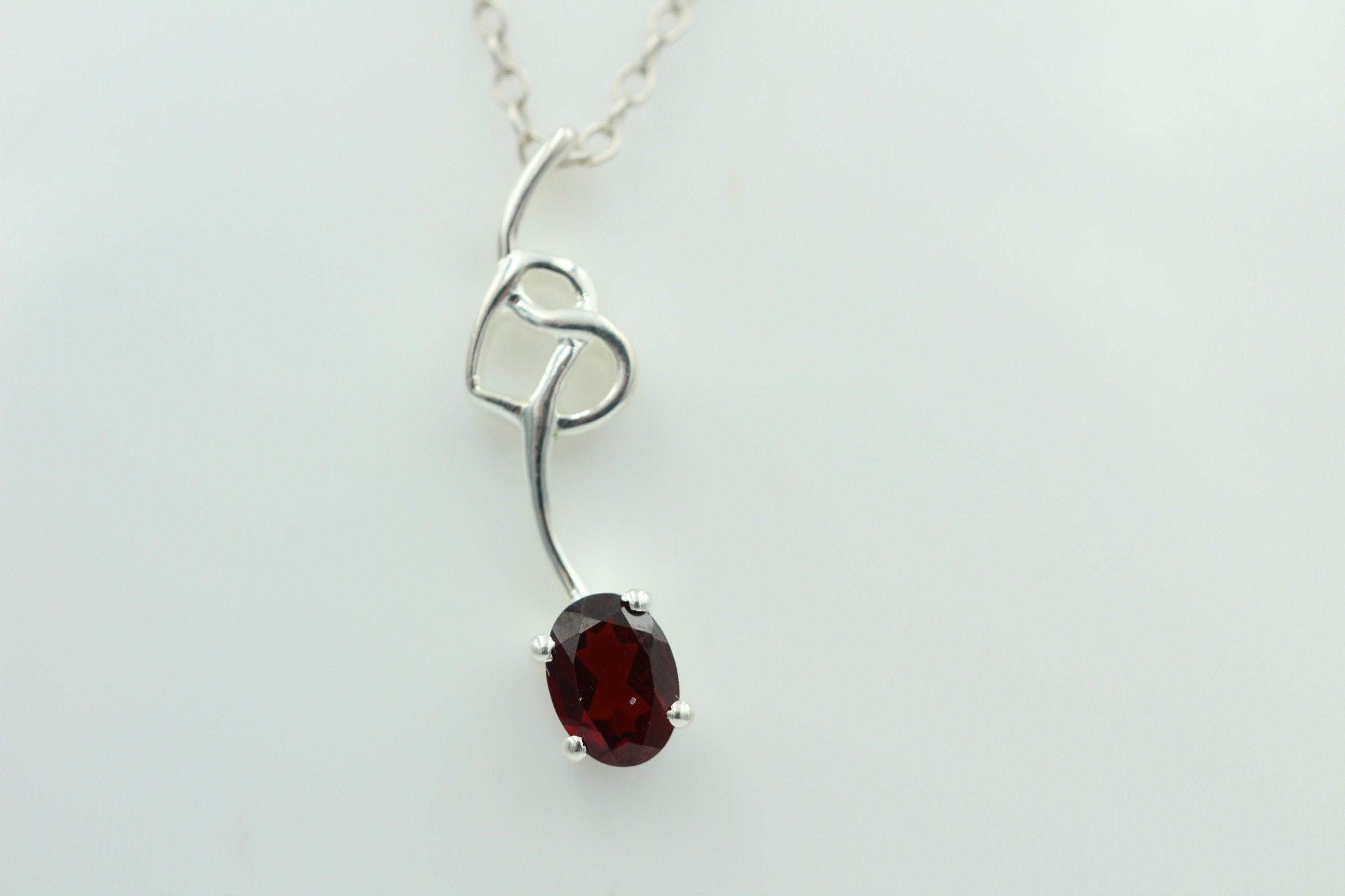 0,4 Carat Granat Anhänger 925 Silber Collier Kette Granatanhänger Granatschmuck