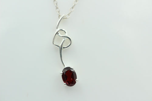 0,4 Carat Granat Anhänger 925 Silber Collier Kette Granatanhänger Granatschmuck
