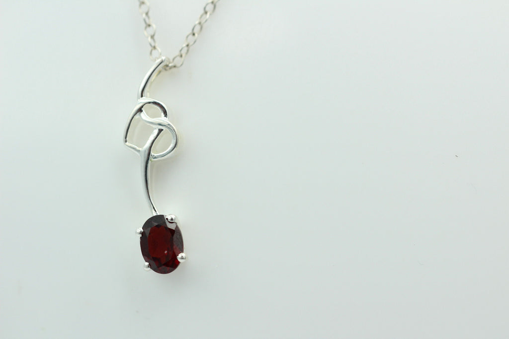 0,4 Carat Granat Anhänger 925 Silber Collier Kette Granatanhänger Granatschmuck