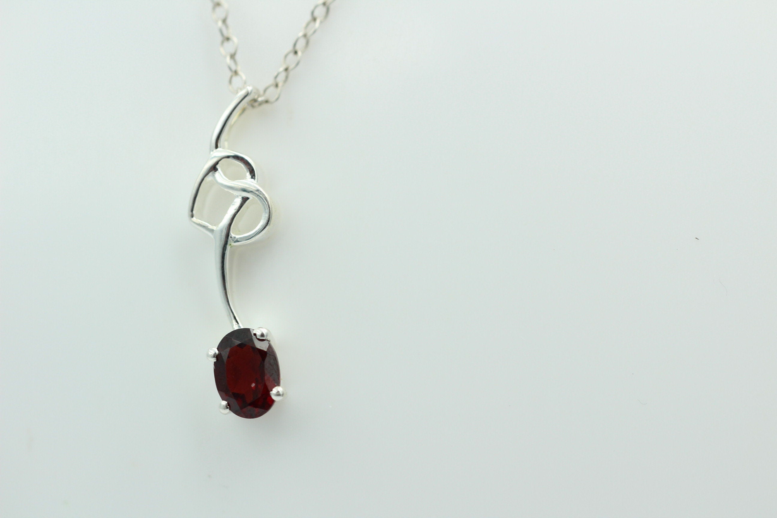 0,4 Carat Granat Anhänger 925 Silber Collier Kette Granatanhänger Granatschmuck