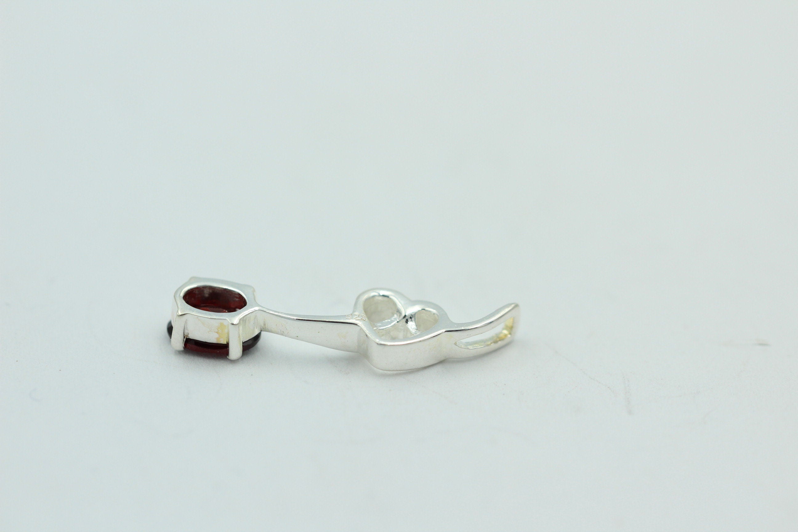 0,4 Carat Granat Anhänger 925 Silber Collier Kette Granatanhänger Granatschmuck