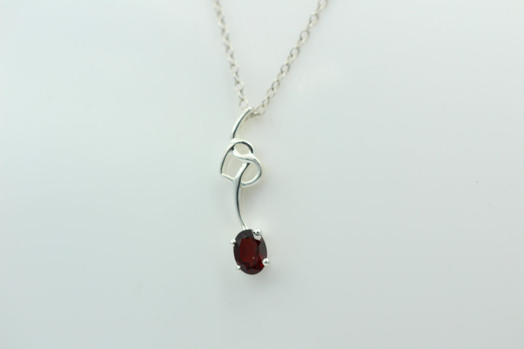 0,4 Carat Granat Anhänger 925 Silber Collier Kette Granatanhänger Granatschmuck