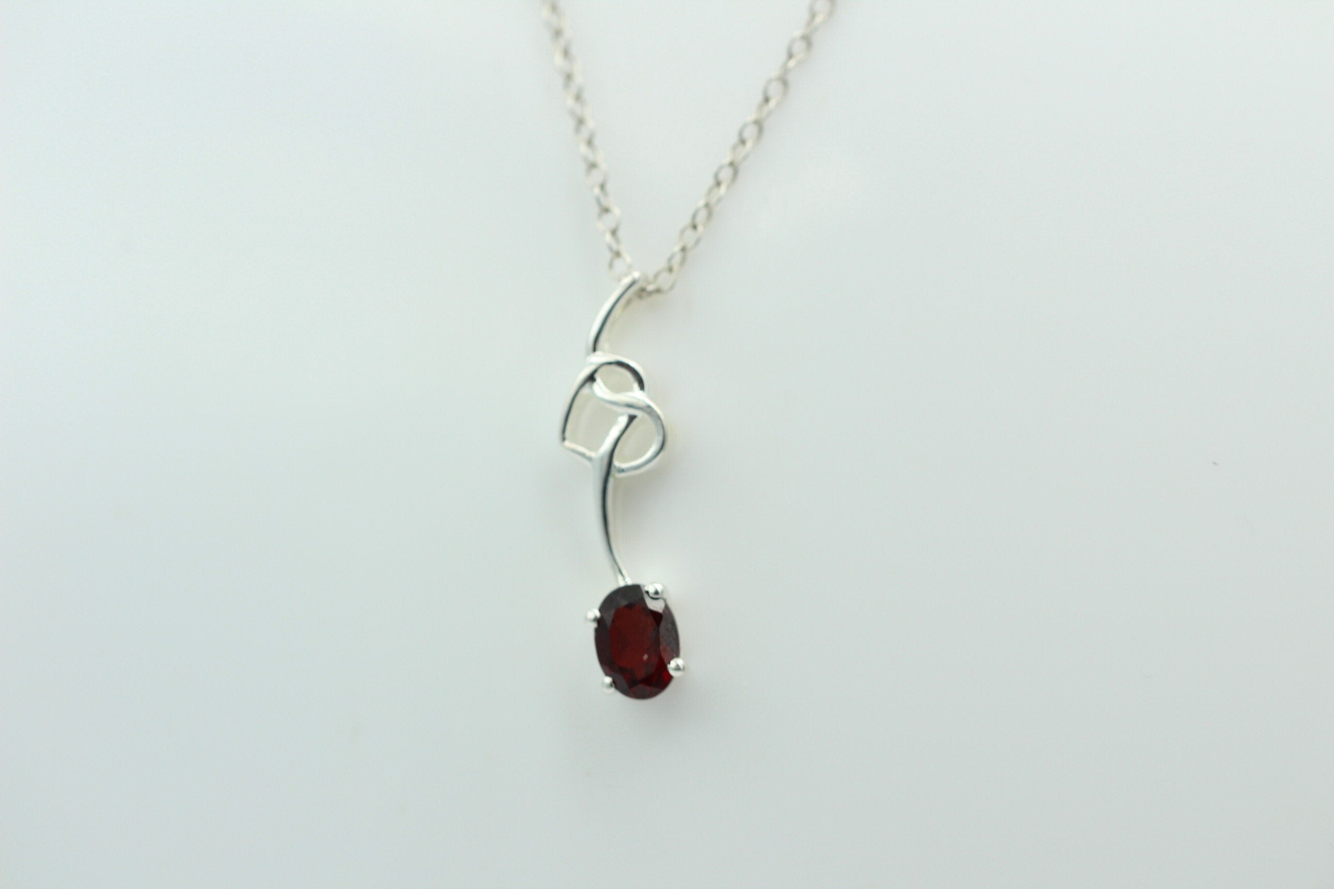 0,4 Carat Granat Anhänger 925 Silber Collier Kette Granatanhänger Granatschmuck