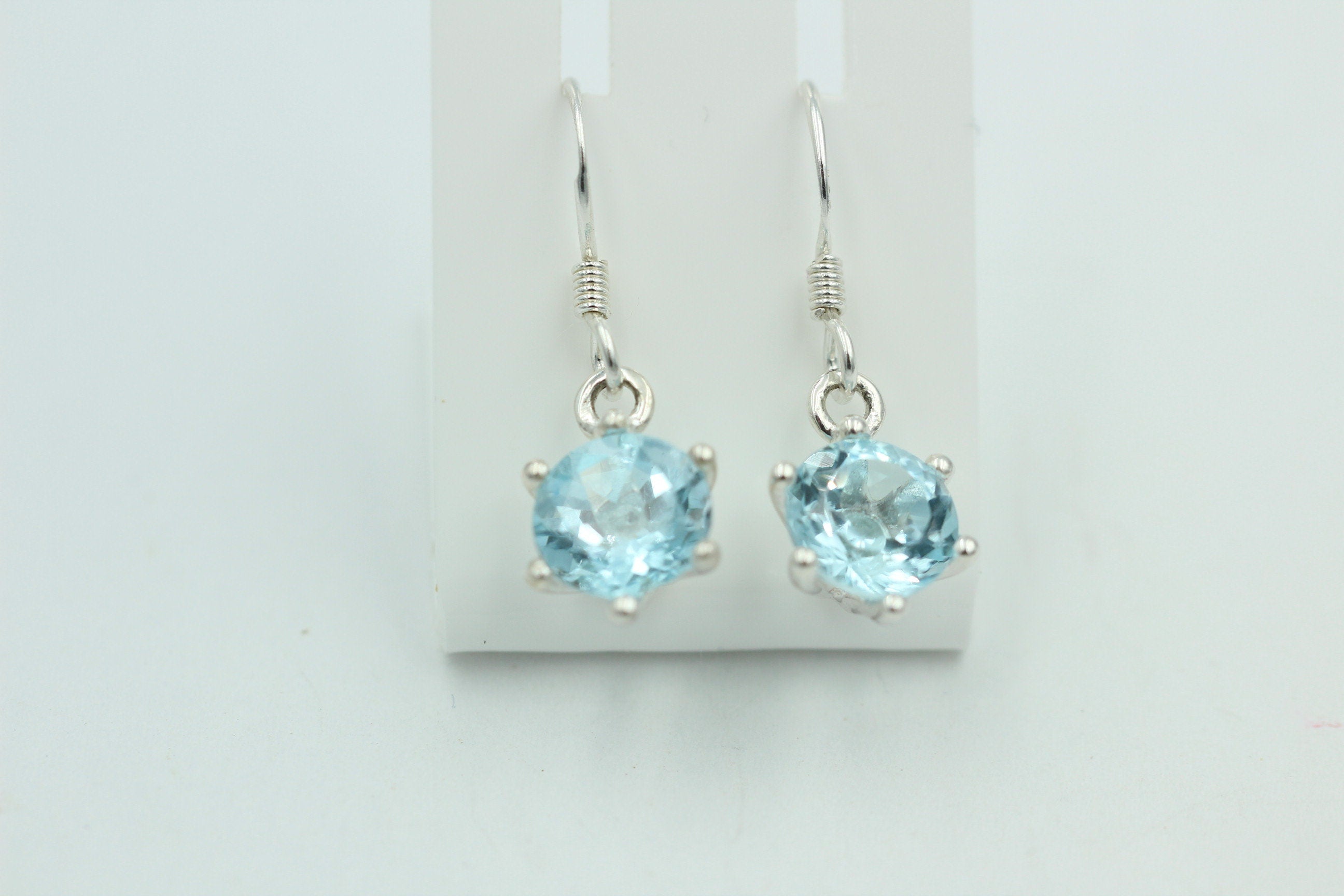 Edle 5,54 Carat Blautopas Ohrhänger 925 Silber himmelblauer Topas Ohrschmuck