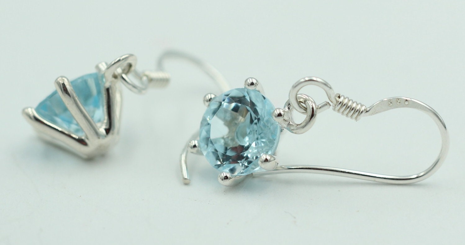 Edle 5,54 Carat Blautopas Ohrhänger 925 Silber himmelblauer Topas Ohrschmuck