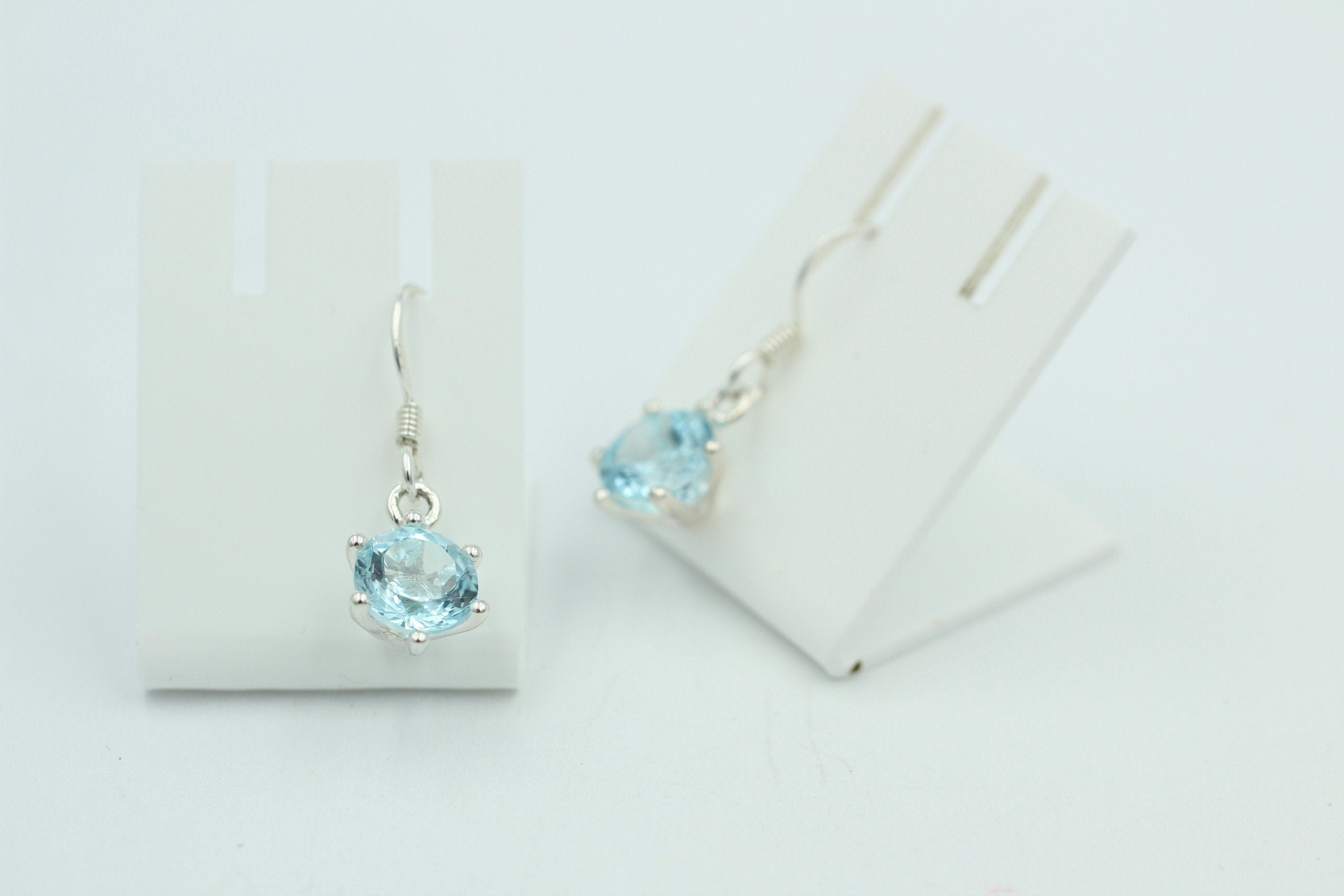 Edle 5,54 Carat Blautopas Ohrhänger 925 Silber himmelblauer Topas Ohrschmuck